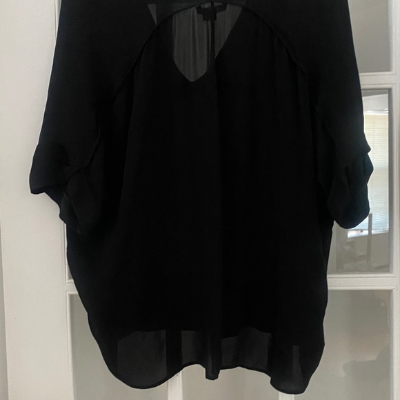 Silk Vince Black T-Shirt Flowy Blouse - Picture 3 of 4